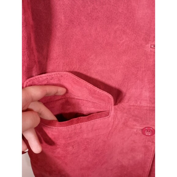 Jessica Holbrook Womens Red Suede Leather Jacket Western Pockets Size Medium - Picture 7 of 14